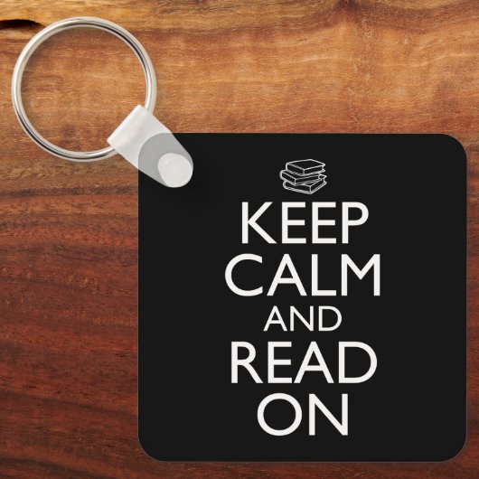 Ruhe behalten und weiterlesen schlüsselanhänger (Vorderseite)