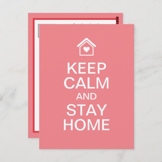 Ruhe behalten und Zuhause Bleibe Postkarte (Vorne/Hinten)