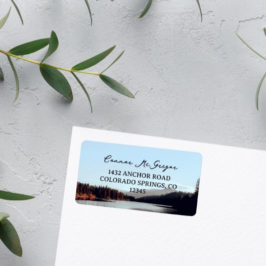 Ruhe Bergsee Wald Landschaft Adressaufkleber