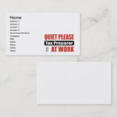 Ruhe besteuert bitte Vorbereiter bei der Arbeit Visitenkarte (Vorne/Hinten)