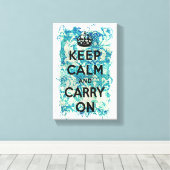 Ruhe bewahren und auf blauem Hintergrundbild trage Leinwanddruck (Insitu (Holzboden))