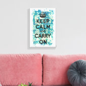 Ruhe bewahren und auf blauem Hintergrundbild trage Leinwanddruck (Insitu (Wohnzimmer))