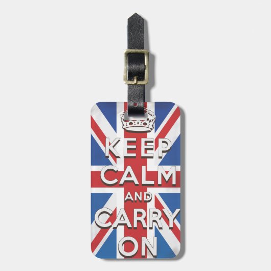 Ruhe bewahren und auf britischer Flagge fahren Gepäckanhänger (Vorderseite vertikal)