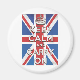Ruhe bewahren und auf britischer Flagge fahren Magnet