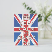 Ruhe bewahren und auf britischer Flagge fahren Postkarte (Stehend Vorderseite)
