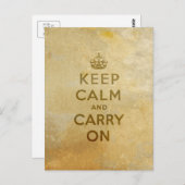 Ruhe bewahren und auf der Postkarte aufbewahren (Vorne/Hinten)