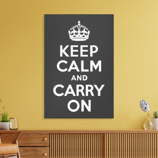 Ruhe bewahren und auf graue, ummantelte Canvas tra Leinwanddruck (Insitu (Wohnzimmer))