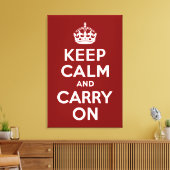 Ruhe bewahren und auf maroon gepanzerten Canvas tr Leinwanddruck (Insitu (Wohnzimmer))