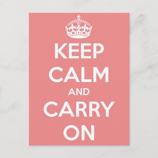 Ruhe bewahren und auf rosa Postkarte tragen (Vorderseite)