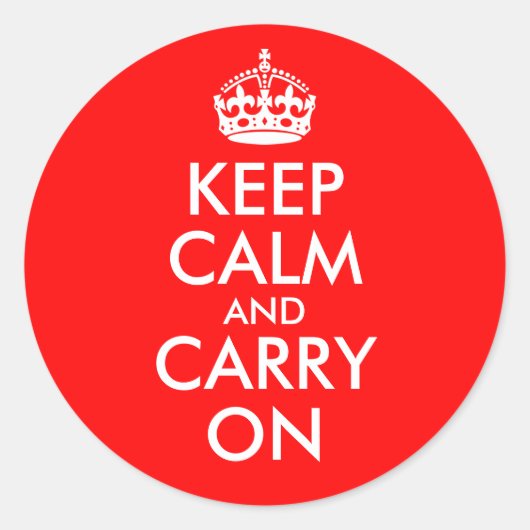 Ruhe bewahren und Aufkleber tragen (Vorderseite)