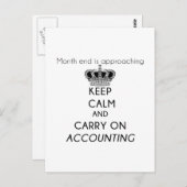 Ruhe bewahren und die Rechnungsführung übernehmen Postkarte (Vorne/Hinten)