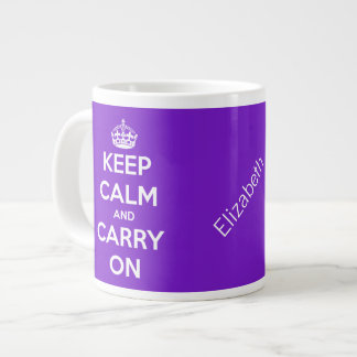 Ruhe bewahren und Lila Jumbo-Tasse tragen