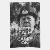 Ruhe bewahren und On-Winston Churchill tragen Geschirrtuch (Vertikal)