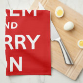 Ruhe bewahren und Rot tragen Handtuch (Viertel Falte)