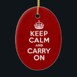 Ruhe bewahren und weiter fahren keramikornament<br><div class="desc">Ruhe bewahren und auf rot-weißem Jahrgang Weihnachtsschmuck tragen</div>