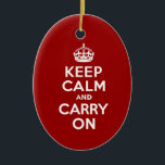 Ruhe bewahren und weiter fahren keramikornament<br><div class="desc">Ruhe bewahren und auf rot-weißem Jahrgang Weihnachtsschmuck tragen</div>