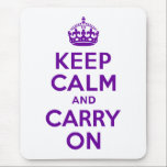 Ruhe bewahren und weiter fahren mousepad<br><div class="desc">Moderne lila Farbe für ein klassisches Design "Keep Calm and Carry On". Wenn die gewünschte Farbe nicht verfügbar ist,  senden Sie eine Anfrage.</div>