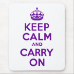 Ruhe bewahren und weiter fahren mousepad<br><div class="desc">Moderne lila Farbe für ein klassisches Design "Keep Calm and Carry On". Wenn die gewünschte Farbe nicht verfügbar ist,  senden Sie eine Anfrage.</div>