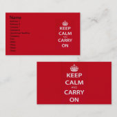 Ruhe bewahren und weiter fahren visitenkarte (Vorne/Hinten)
