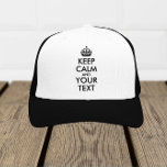Ruhe bewahren und weitermachen - Ihre eigene Kraft Truckerkappe<br><div class="desc">Machen Sie Ihre eigene Custom Keep Calm und Carry On Design,  indem Sie selbst Text hinzufügen. Es ist ein beliebter Slogan für lustige Liebhaber und alle.</div>