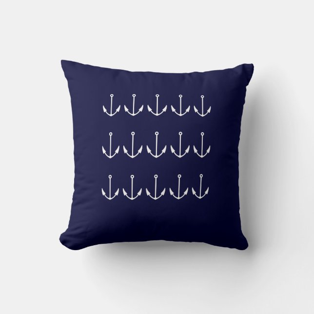 Ruhe bleibe und auf WEISSE auf NAVY BLUE PILLOW se Kissen (Vorderseite)