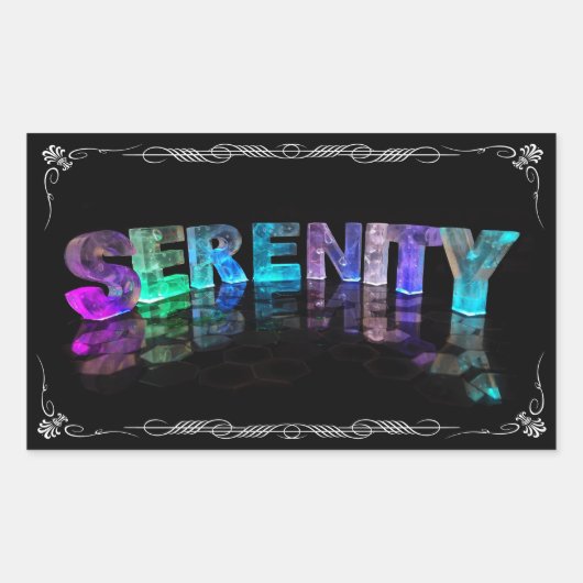 Ruhe - Der Name Ruhe in 3D-Leuchten (Fotografieren Rechteckiger Aufkleber (Vorderseite)