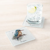 Ruhe des Eisvogels Glasuntersetzer (Schrägansicht)