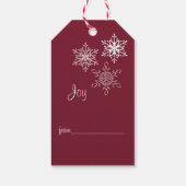 Ruhe, Freude und 3 Schneeflocken Rot und Weiß Mini Geschenkanhänger (Rückseite)