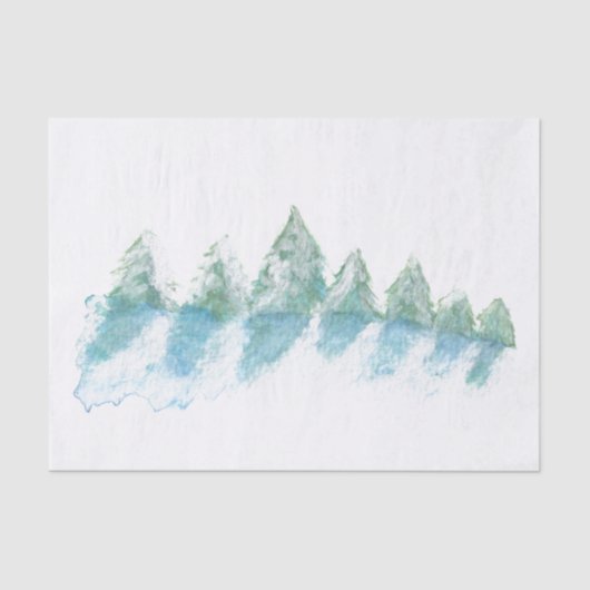 Ruhe Friedlicher Winterwald Wasserfarbe Seidenpapier (Vorderseite)