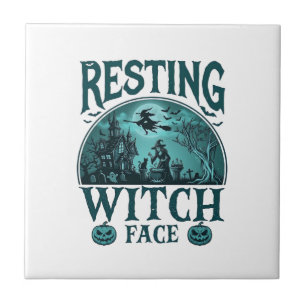 Ruhe Gesicht Hexe Halloween Spukhaus Kessel Fliese