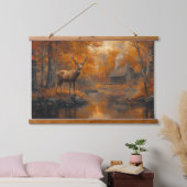 Ruhe Herbst Hirsche Kunst Wandteppich Mit Holzrahmen (Schlafzimmer)