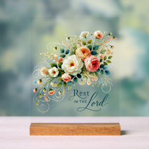 Ruhe im Herrn floral Acrylschild