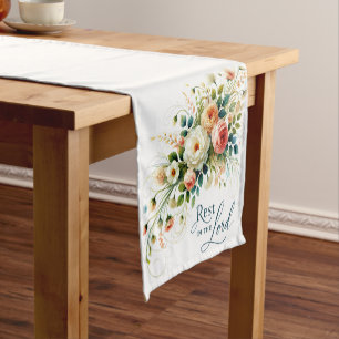 Ruhe im Herrn floral Kurzer Tischläufer