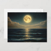 Ruhe im Ozean unter Vollmondlicht Postkarte (Vorne/Hinten)