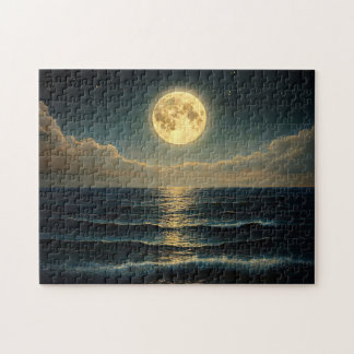 Ruhe im Ozean unter Vollmondlicht Puzzle