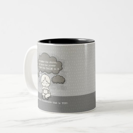 Ruhe im Sturm Zweifarbige Tasse (Vorderseite Links)