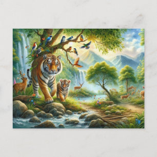 Ruhe im verzauberten Waldbild Postkarte