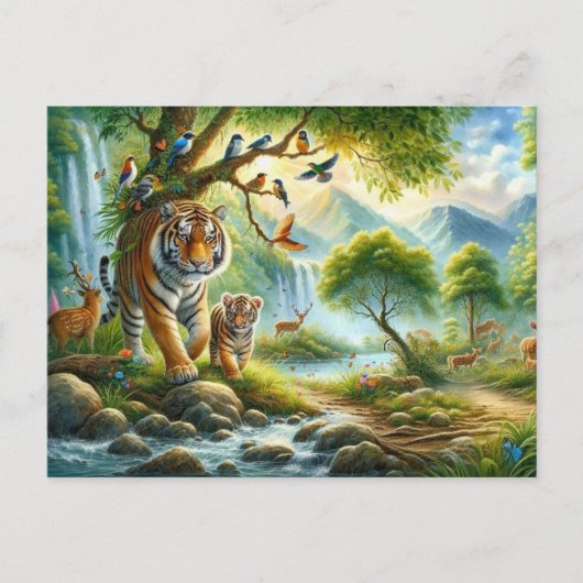 Ruhe im verzauberten Waldbild Postkarte (Vorderseite)