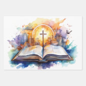 Ruhe im Wasser: Bibel und Kreuz Geschenkpapier Set (Vorderseite 2)