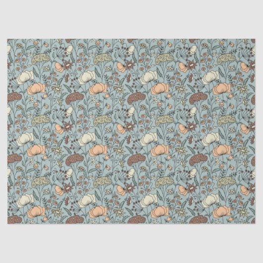 Ruhe in Aquamariner Wildblume Bloom Dekoupage Seidenpapier (Vorderseite)