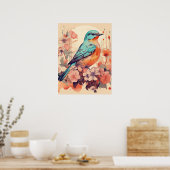 Ruhe in Bloom: Ein lebendiger Songbird Poster (Küche)