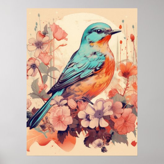 Ruhe in Bloom: Ein lebendiger Songbird Poster (Vorne)