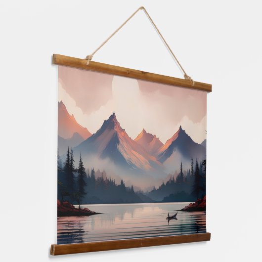 "Ruhe in den Bergen" Wandteppich Mit Holzrahmen (Gewinkelt)