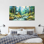 Ruhe in den Pinienwäldern Hütte Canvas Printwerbun Leinwanddruck (Insitu (Schlafzimmer))