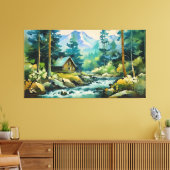 Ruhe in den Pinienwäldern Hütte Canvas Printwerbun Leinwanddruck (Insitu (Wohnzimmer))