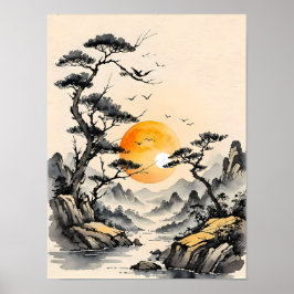 Ruhe in der Natur: Landschaftskunst japanischen St Poster