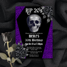 Ruhe in Frieden 20er Gothic Lila Totenkopf Blumen 