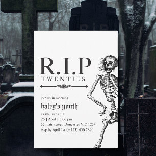 Ruhe in Frieden 20er Zwanziger Lustiger Totenkopf  Einladung