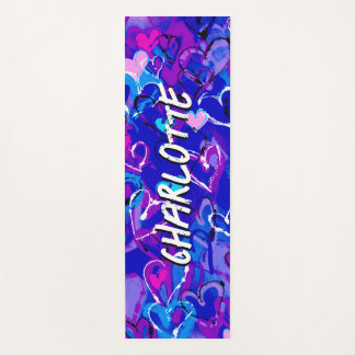 Ruhe in Motion: Graffiti Hearts Vibrant Blau Yogamatte