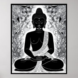 Ruhe in Schwarz und Weiß: Buddhas Zen-Garten Poster